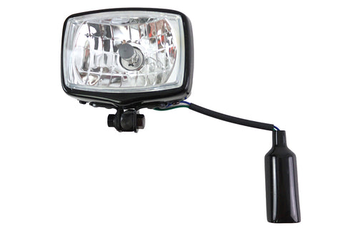 12 Volt Chopper Rectangular Headlamp Black - V-Twin Mfg.