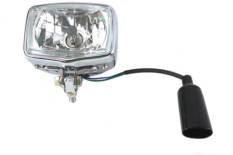 12 Volt Chopper Rectangular Headlamp Chrome - V-Twin Mfg.