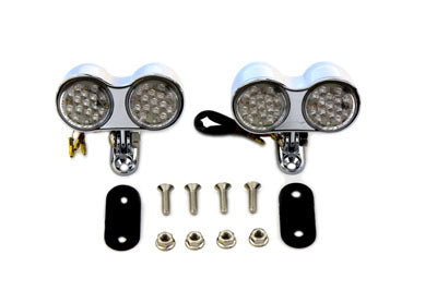 Chrome Oval Tail Lamp Assembly Red and Amber LED - V-Twin Mfg.