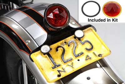 Faceted Round Tail Lamp Lens Red - V-Twin Mfg.