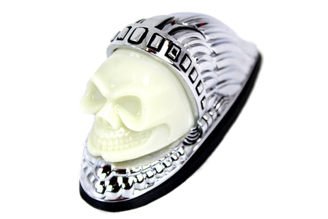 Skull Head Front Fender Lamp Chrome - V-Twin Mfg.
