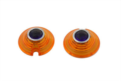 Marker Lamp Lens Amber with Blue Dot Bullet Style - V-Twin Mfg.