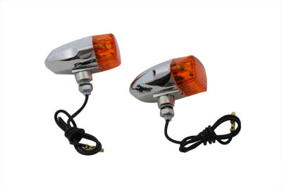 Chrome Snake Eye Marker Lamp Set Amber - V-Twin Mfg.