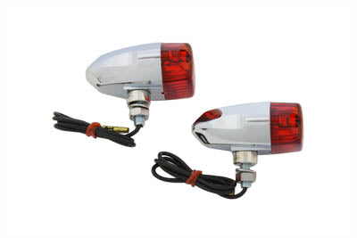 Chrome Snake Eye Marker Lamp Set Red - V-Twin Mfg.