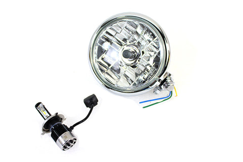 5-3/4 inch Bates Style 12 Volt LED Headlamp Chrome - V-Twin Mfg.