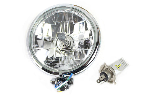 5-3/4 inch Bates Style 6 Volt LED Headlamp Chrome - V-Twin Mfg.