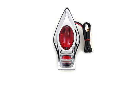 Chrome Teardrop Bulb Tail Lamp Assembly with Red Lens - V-Twin Mfg.