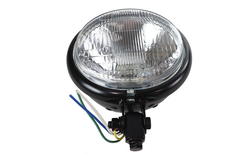 5-3/4 inch Black Round Headlamp - V-Twin Mfg.
