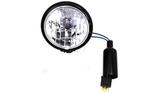 4-1/2 inch Round Headlamp Black - V-Twin Mfg.