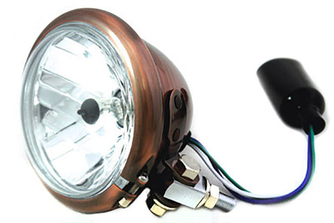 4-1/2 inch Copper H-3 Round Headlamp - V-Twin Mfg.