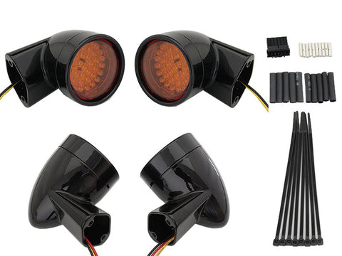 Black Revox Bullet LED Turn Signal Lamp Kit - V-Twin Mfg.