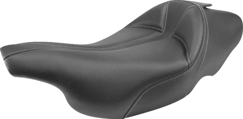 SADDLEMEN Dominator Solo Seat - Extended Reach - Stitched - Black w/ Gray Stitching - FLHT/FLTR '97-'07 897-07-0042