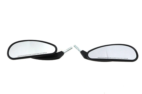Billet Style Teardrop Mirror Set Black - V-Twin Mfg.