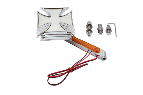 Chrome Maltese Mirror with Billet LED Stem - V-Twin Mfg.