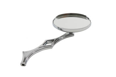 Chrome Oval Mirror with Billet Diamond Stem - V-Twin Mfg.
