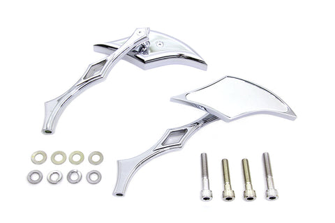Chrome Diamond Mirror Set with Billet Diamond Stems - V-Twin Mfg.