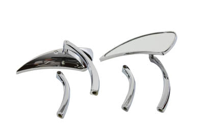 Chrome Teardrop Mirror Set with Solid Billet Stems - V-Twin Mfg.