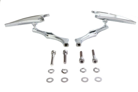 Crescent Mirror Set with Billet Twisted Stems - V-Twin Mfg.
