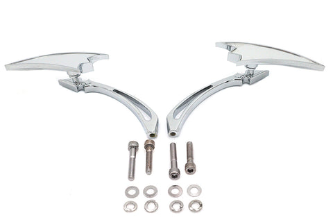 Chrome Crescent Mirror Set with Billet Spear Stems - V-Twin Mfg.