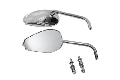 Chrome Teardrop Mirror Set with Round Stems - V-Twin Mfg.
