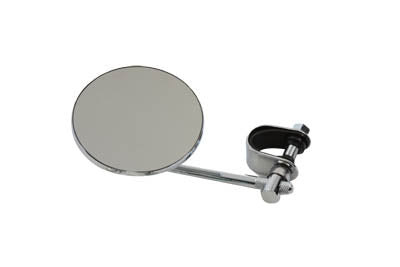 4 inch Round Mirror with Clamp On Stem Chrome - V-Twin Mfg.