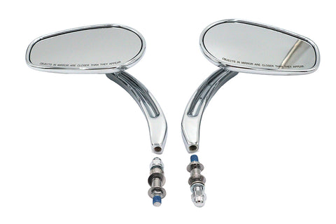 Rectangle Taper Mirror Set with Billet Stems Chrome - V-Twin Mfg.