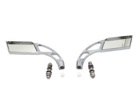 Parallelogram Mirror Set with Billet Slotted Stem Chrome - V-Twin Mfg.