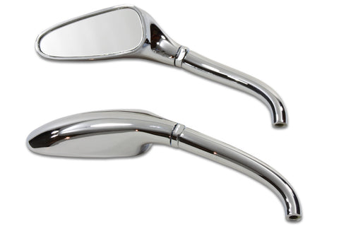 3D Style Mirror Set with Round Stems Chrome - V-Twin Mfg.