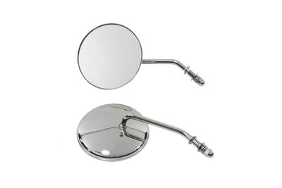 4-1/2 inch Round Mirror Set with Round Stock Stems Chrome - V-Twin Mfg.