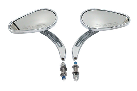 Bullet Mirror Set with Billet Sculpted Stems Chrome - V-Twin Mfg.