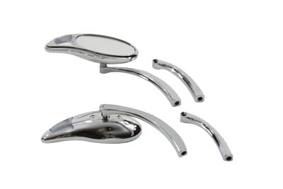 Teardrop Mirror Set with Solid Billet Stems Chrome - V-Twin Mfg.