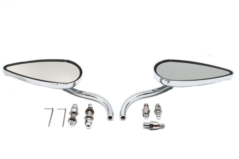 Teardrop Mirror Set with Billet Long Stems Chrome - V-Twin Mfg.