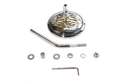 Round Flame Mirror Chrome - V-Twin Mfg.