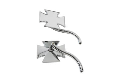 Maltese Mirror Set with Round Curved Stems - V-Twin Mfg.