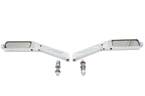 Rectangle Ball Milled Mirror Set with Billet Stems - V-Twin Mfg.