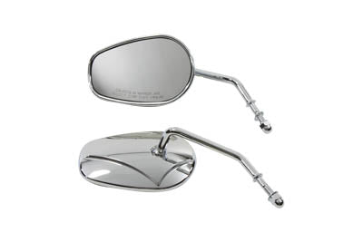 Rectangle Mirror Set with Round Stems - V-Twin Mfg.