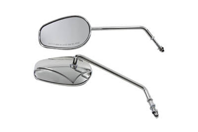 Rectangle Mirror Set with Round Long Stems - V-Twin Mfg.