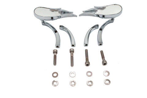 Fireball Mirror Set with Billet Curved Stems Chrome - V-Twin Mfg.