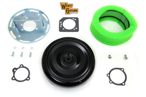 Wyatt Gatling 8 inch Round Air Cleaner Kit with Black Cover - V-Twin Mfg.