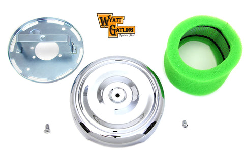 Wyatt Gatling 8 inch Round Air Cleaner Chrome - V-Twin Mfg.