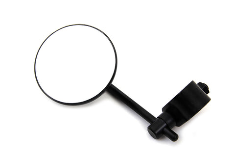 Black 3 inch Round Mini Mirror with Clamp on Stem - V-Twin Mfg.