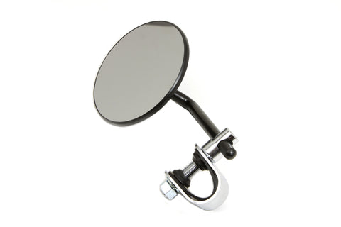 4 inch Round Mirror with Clamp Black Steel - V-Twin Mfg.