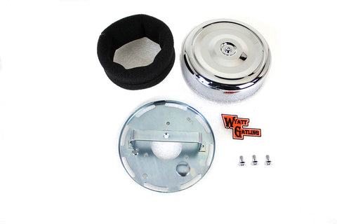 Wyatt Gatling 7 inch Round Air Cleaner Kit with Chrome Cover - V-Twin Mfg.