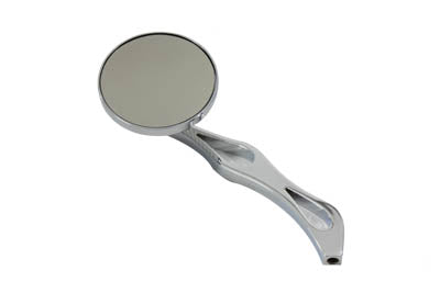 3 inch Billet Round Mirror with Billet Flame Stem - V-Twin Mfg.
