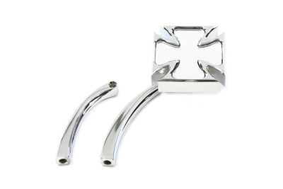 Red Baron Mirror with Billet Curved Stem Chrome - V-Twin Mfg.