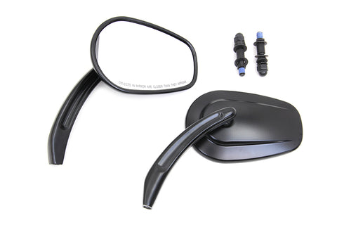 Rectangle Taper Mirror Set with Billet Stems Black - V-Twin Mfg.