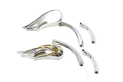 Fireball Mirror Set with Curved Stems Chrome - V-Twin Mfg.