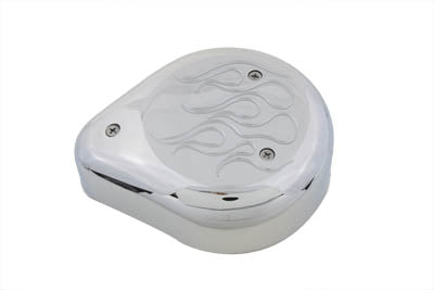 Teardrop Air Cleaner with Flames Chrome - V-Twin Mfg.