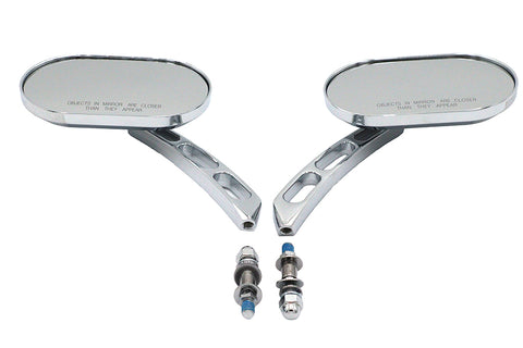 Oblong Mirror Set Chrome Billet - V-Twin Mfg.