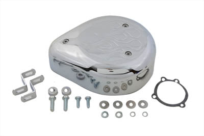 Teardrop Air Cleaner Kit Chrome Flame - V-Twin Mfg.